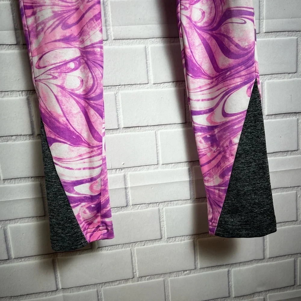 Justice Active Gray/Pink /Purple Swirl Leggings for girls/Size 10